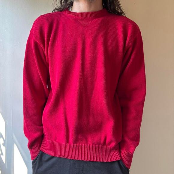 Vintage Croft & Barrow Red Cotton Knit Sweater Large 90s Y2K - Picture 1 of 8